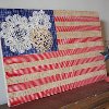 American Flag with Burlap and Doilies